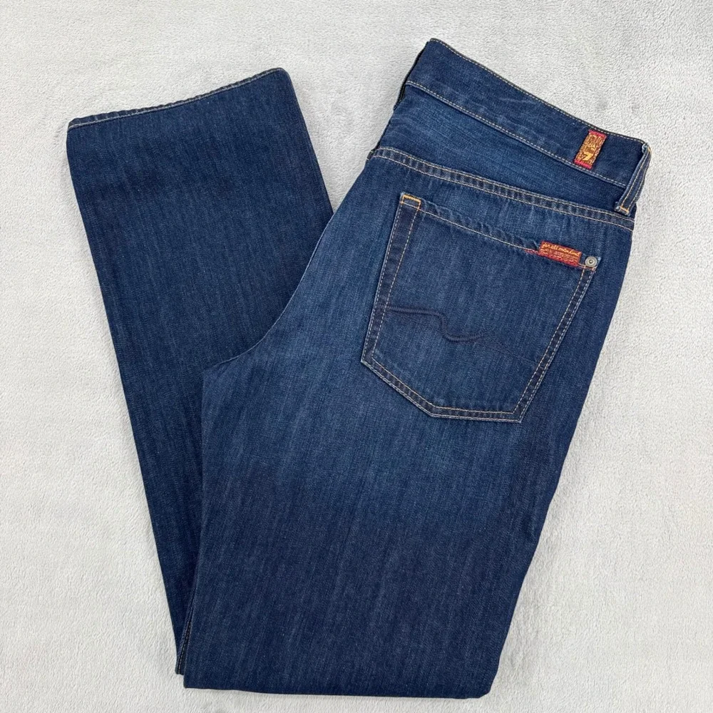 7 For All Mankind Standard Mens Sz 34 Straight Leg Jeans Classic Dark Wash Blue